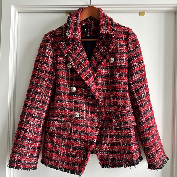 Tweed Plaid Red and Black Jacket - Picture 1 of 3